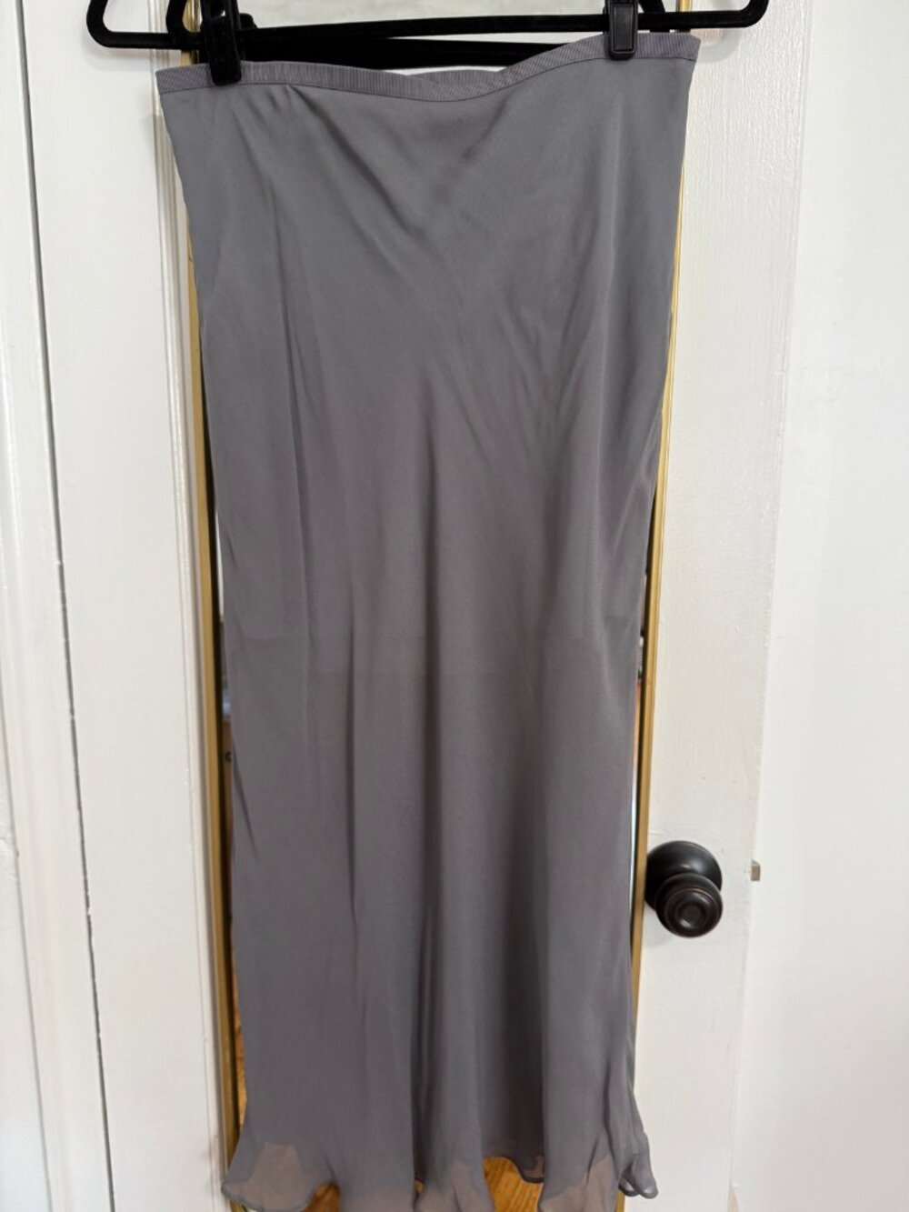 J.Crew Gwyneth Gray Chiffon Slip Skirt Elastic Waist 37 Long Size M New With Tag